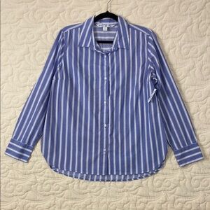 NEW Old Navy The Classic Shirt Blue White Stripe Button Down Cotton Sz Large